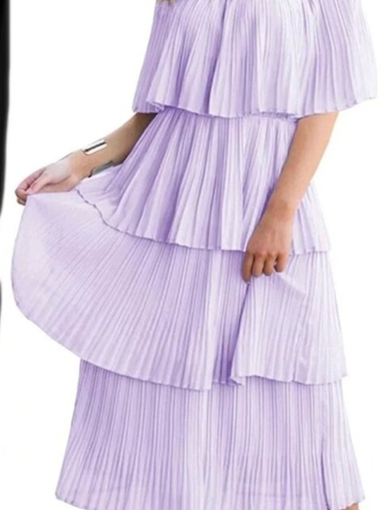 Dresses & Skirts - Lavender Tiered Pleated Maxi Dress - Women